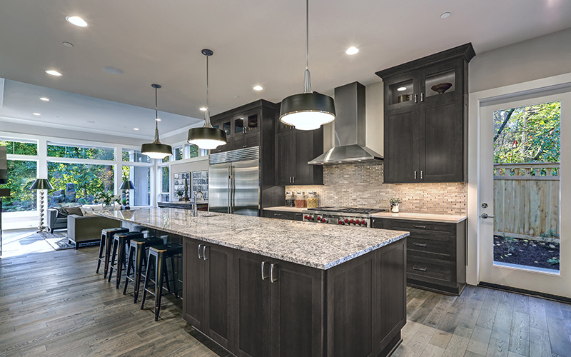 Galaxy Cobblestone modern dark grey kitchen cabinets