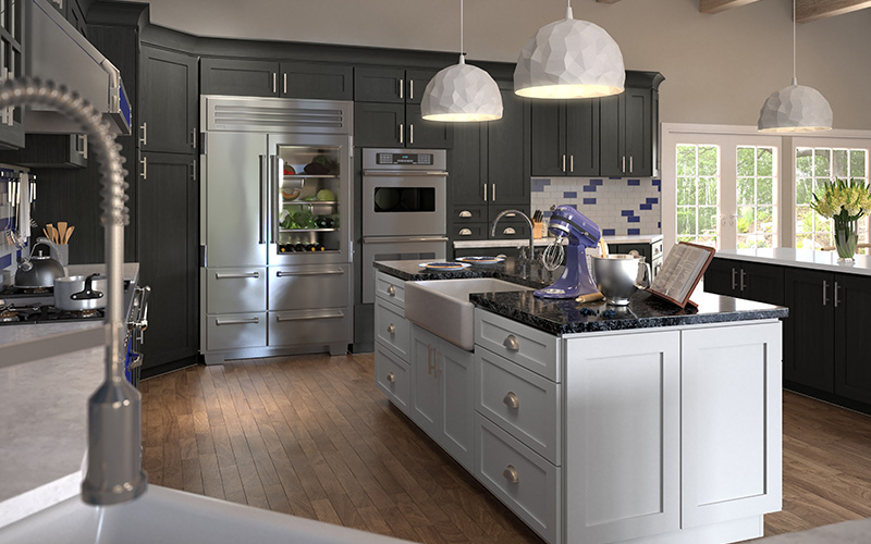 Modern dark grey kitchen cabinets